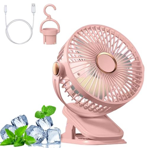 HenfuME Ventilateur USB Silencieux Mini 5 Vitesses avec Rotation 360° - Table/Bureau Mouche Susceptible D'être Accroché pour Bureau/Maison/Camping