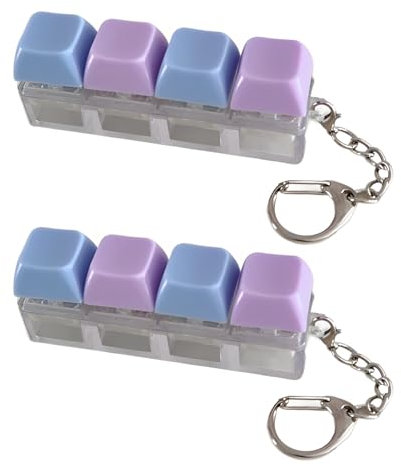 2Pcs Fidget Keyboard, Keyboard Fidget Toy, Lightless Mechanical Keyboard Keychain Stress Relief Gifts Suitable for Kid and Adult Relief Stress Pass Time(Purple+Blue)