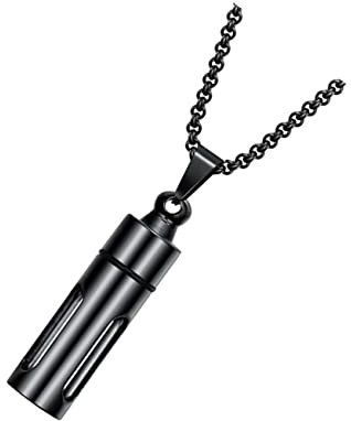 CONGARTENO Perfume Bottle Pendant Necklace, Chic Unisex Stainless Steel Aroma Locket, Black 55cm Chain, Essential Oil Diffuser Jewelry for Men and Women