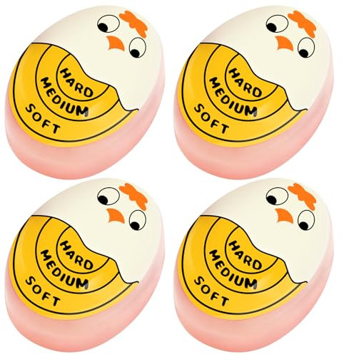 Egg Timer for Hard Boiled Eggs Soft Boiled Color Changing Indicator Tells When Eggs are Ready, Yellow 4pcs