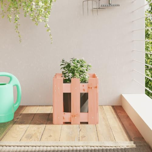 Pflanzkübel Lattenzaun-Design, Hochbeet Blumenkasten Pflanzgefäß Topf für Pflanzen Blumenkübel Outdoor Blumentopf Geeignet für Cafés Hinterhof Gärten 30x30x30 cm Massivholz Douglasie