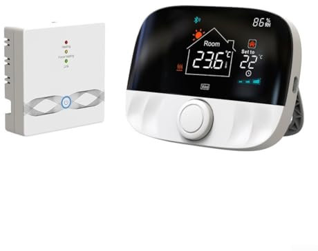 Gdfnmogo Funk-Thermostat, intelligentes Thermostat RF433 für elektrische Fußbodenheizung, 6 Zeitmodi, 300 m Reichweite, IP20-Schutz, manuell/automatischer Modus (weiß)