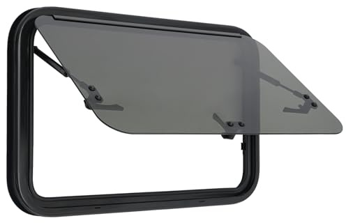 Wohnmobilfenster Universal 700x450mm Wohnwagen Fenster 85° Externes Push Fenster mit Fliegengitter und integriertem Rollo, Wohnmobil Seitenfenster für Van Camper