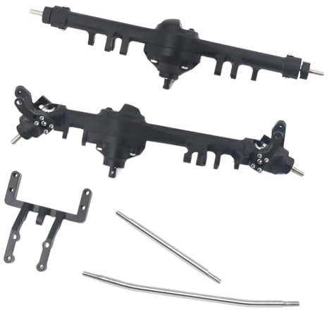 Kompatibel Mit SCX10 II 90046 90047 Gehärtetem Stahl Und Aluminium Legierung Vorne Hinten Tür Achse 1/10 Fernbedienung Auto Vorder Hinterachse RC(Black)