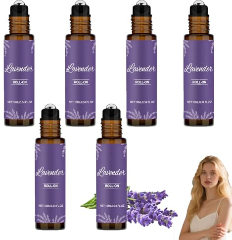 Lavender Serum Oil Roll On, Natural Lavender Fragrance Serum for Soothing and Relaxing, Nourishing Skin, Warm Scent, Long-Lasting Fragrance, Easily to Carry, For All Skin Types (6pcs)