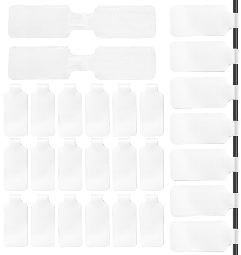 60 Pcs Reusable Cable Labels, White Self-Adhesive Nylon Wire Labels, Writable Cord Tags Electrical Panel Label Cables Markers for Electronics Computer Management and Identification, Home, Office