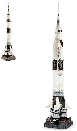 PlaySynthe Space Shuttle Bausteine Bausatz, 613 Teile Raumfahrt Raketen Klemmbausteine, STEM Saturn V-Rakete Weltraum Raketen Bausatz Modell Spielzeug, Geschenk für Erwachsene
