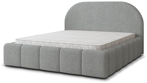 Masseno Polsterbett FLUSSO Q 120x200 cm, Doppelbett, Bettkasten, Stauraum, Lattenrost Und Kopfteil - Hellgrau, Quelle 83