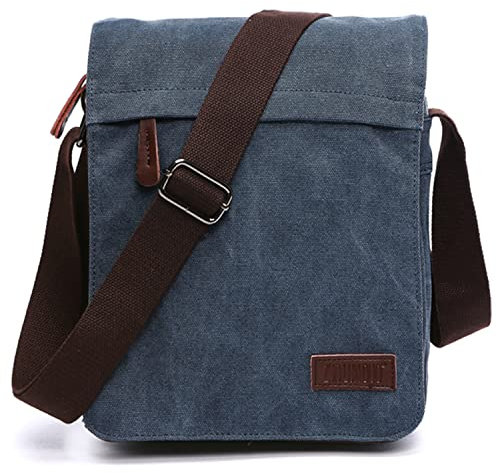 Outreo Schultertasche Vintage Umhängetasche Herren Messenger Taschen Canvas Kuriertasche für Tablet Retro Reisetasche Schule Aktentasche
