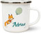 Werbetreff Gera Emaille-Tasse mit Name & Motiv Fuchs Luftballon - Personalisiert - Geschenk-Idee für Jungs & Mädchen - Vintage-Look - Retro-Optik