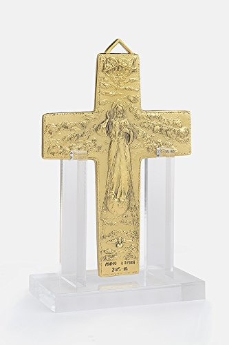 Medaille mit Kreuz, aus vergoldetem Bronze,