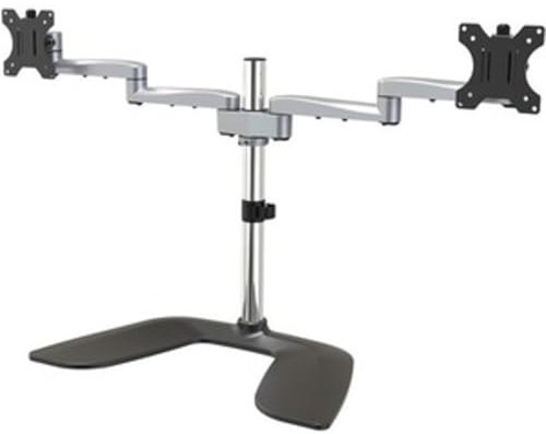StarTech.com Dual Monitor Stand - Ergonomic Desktop Monitor Stand for up to 32 VESA Displays - Free-Standing Articulating Universal Computer Monitor Mount - Adjustable Height - Silver (ARMDUALSS)