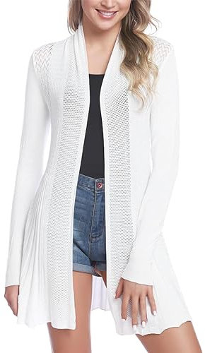Sykooria Cardigan Donna Lungo Elegante Coprispalle con Manica Lunga Leggero e Traspirante Bolero Lavorato a Maglia per Primavera Estivo Autunno