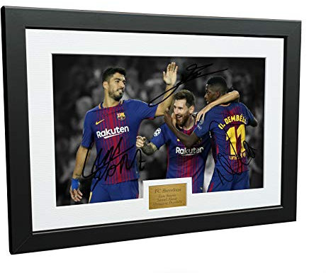 Kitbags & Lockers 12x8 FC Barcelona Luis Suarez Lionel Messi Ousmane Dembele Signed Autographed Photo Photograph Picture Frame Soccer A4 Gift