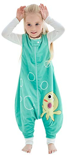 Green Unisex Sleeveless Sleepsuit Baby Sleeping Bag with Legs,1-3 Years | Durable Zipper,Easy to Change Diaper,Cartoon Animal Print