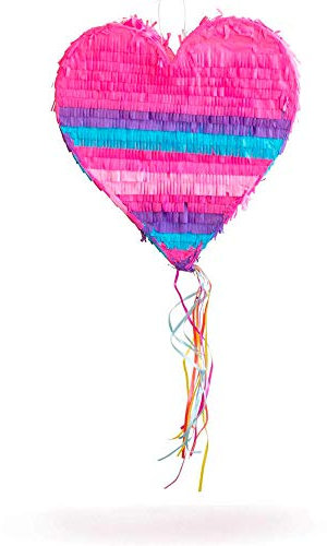 Party Factory Herz Pinata, pink, 36x7,5x37cm, Kinder Partyspiel, Schlag-Pinata, Kindergeburtstag, Dekoration zum Geburtstagsdeko