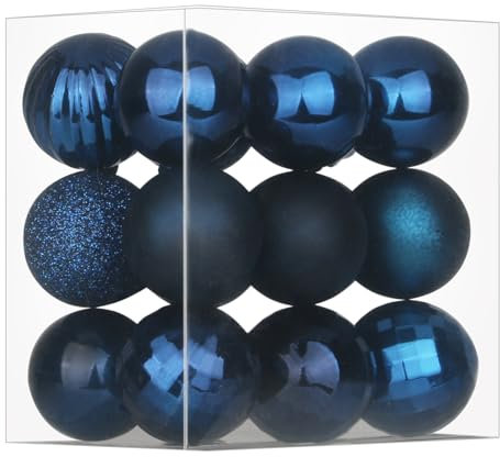 Marineblau, 4.1 cm, kleine Weihnachtskugeln, Weihnachtsbaumschmuck, Ornamente, bruchsichere Hängekugeln für St. Patrick's Day, Valentinstag, Set mit 18 Stück, dunkelblaue Weihnachtsschmuck
