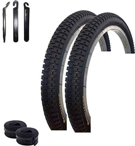 2 x Roverstone B126 20 Fahrradreifen Fahrradmantel Schwarz 57-406 (20 x 2,125) + 2 Schläuche DV inkl. Reifenheber
