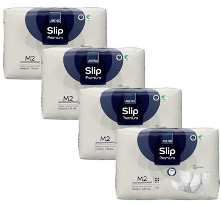 ABENA Slip Premium All-in-One Inkontinenzeinlagen für Damen und Herren, Eco-Labeled Damen-Inkontinenzeinlagen, Größe M 2, 70-110 cm Taille, 2600 ml Saugfähigkeit, 4 x 24 Stück