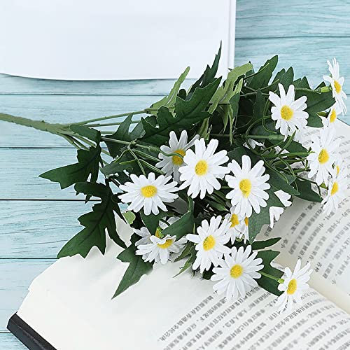 Bakiauli Fleurs Artificielles, Bouquet de 24 Marguerites Artificielle Blanches, Fausse Fleur Vase Décoration Plantes Artificielles Bricolage Arrangement Floral Décoration
