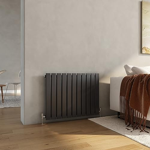 Heilmetz Anthracite Radiator Horizontal Radiators Designer Single Flat Panel Radiator Modern Heater Central Heating Radiator 600 x 836mm