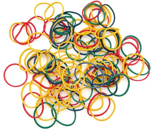 JZK 100 x Coloured rubber elastic bands, rubber bands 25mm*1.5mm, heavy duty thick rubber bands, office wide rubber bands, sturdy stretch rubber bands for home and school