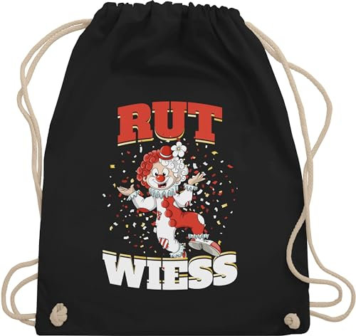 Turnbeutel Rucksack - & Fasching - Taschen - Rut un Wiess Clown Karneval Köln Rot Weiss I Fastnacht I Fasnacht I Fasnet - Unisize - Schwarz - tasche karnevalsbeutel faschings weiß beutel