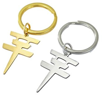ZENRUIMING Tokyo Hotel-Schlüsselanhänger, Edelstahl, Motiv: Tokio Hotel, Rockband-Musik, Metallfigur, Tokio Hotel, Gold, Stahl, 6,2 x 2 cm, 2 Stück, Gold und Stahl, 6.2*2cm/2.44*0.78in
