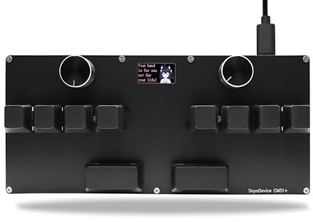 BTXETUEL SayoDevice CM51+ Schnellauslöser-Tastatur für OSU!、djmax... Rhythmusspiel mit Outemu Hall magnetischen linearen Schaltern mit Drehknopf, benutzerdefinierte programmierbare Tastatur