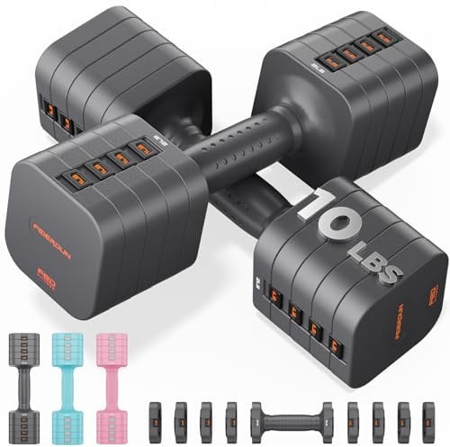 FEIERDUN Adjustable Dumbbell Set of 2, Each 4.5 kg/10 lbs Weight for Women