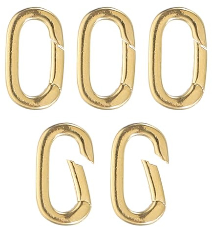 PATIKIL Spring Oval Clip Pendant Clasp, 5Pcs Spring Ring Buckle Necklace Clasps and Closures Charm Clasp Necklace Bracelet Extender Connector for Jewelry Making (S, Gold)