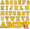 MWOOT 26 Stück Aufbügelbare Buchstaben A-Z Aufnäher, Gestickte Applikationen DIY Alphabet Aufnäher für Kleidung, Röcke, Hüte, Taschen, Jeans (Gelb)