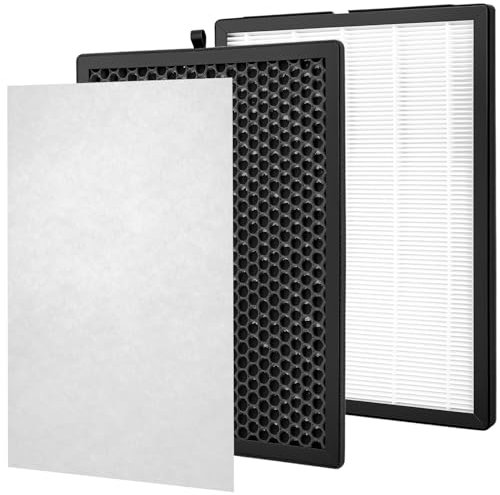 QWORK® Set di filtri di ricambio FY1410/13 compatibile con Philips purificatori d'aria AC1212 AC1213 AC1214 AC1215 AC1217 AC1219 AC2729 (Include 1 filtro HEPA e 1 filtro a carbone attivo)
