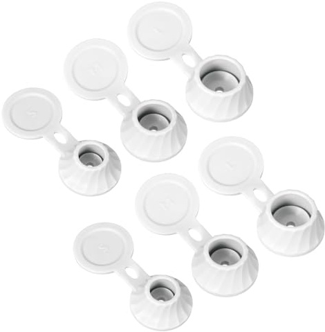 sourcing map 6 Pcs Bottle Emptying Caps 3 Sizes Shampoo Upside Down Flip It Bottle Caps Kit Inverted Leak-Proof Cap for Shower Gel Bottles Lotions Shampoos Kitchen Condiments, White