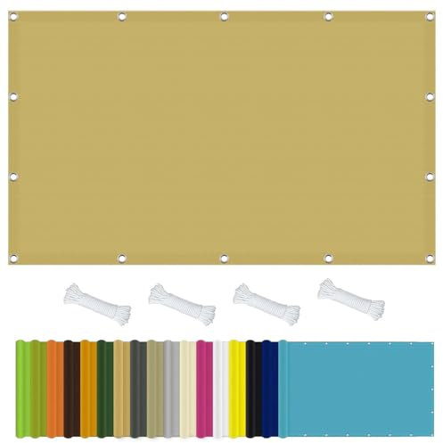 Imperméable Toile Ombrage 320 x 500 cm Imperméable Coupe-Vent, Robuste et Stable, Toile Imperméable sur Mesure avec Cordons et Oeillets pour Jardin, Pergola, Piscine, Jaune Sable
