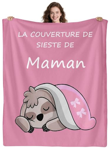 tiosggd Cadeaux Couverture Maman, Cadeau Anniversaire Maman 50 * 60 in Personnalisé Plaid Couverture Polaire Cadeau pour Maman,Cadeau Fete des Meres, Cadeau Femme pour Canapé,Lit,Voyage(Rose)