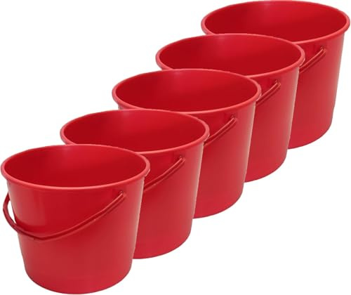 MIG Eimer 6L Rot - 20x 6 Liter stapelbare Plastikeimer - Vielseitiger Kübel für Haushalt und Industrie - Kleiner Eimer geeignet für Hundefutter - Widerstandsfähige Kunststoffeimer