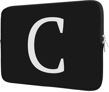 BAAGOAZ Funda para Portátil de 11 Pulgadas, Bolsa Personalizada con Inicial - Idea de Regalo, Compatible con Chromebook MacBook Ordenadores Portátiles 11, Negro-Letra C