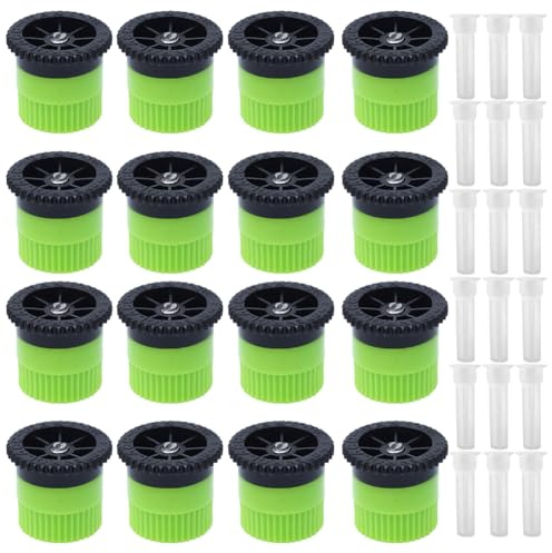 16 boquillas de arco variable, cabezales de aspersor emergentes ajustables de 360° compatibles con RainBird, Hunter & Orbit, juego de riego de jardín y césped de alta eficiencia (10/12/15/17AN)