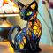 Katzen Lampe, Nachtlicht der Katzenserie, LED Katzen Tischlampe aus Gebeiztem Kunstharz, Niedliche Katzen Figuren Lampe mit Warmem Licht für Vintage Deko, Geschenk für Katzenliebhaber (Cat-a)
