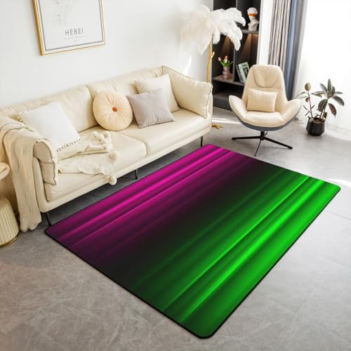 Homewish 3D-Druck Teppiche Gradient Wohnzimmer Teppich für Jungen Abstrakte Moderne Kunst Ästhetische Ombre Glühend Carpet Rosa Grün Kinderteppich Schlafzimmer 100x150 Pflegeleicht Teenager Rug