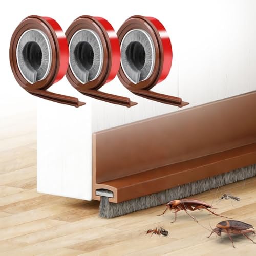 3 Stück Selbstklebende Bürstendichtung 3x100cm Zugluftstopper für Türen Türdichtung Unten für Türdichtung Unten Schalldichte Türbesen Geeignet für Schlafzimmer Wohnzimmer Badezimmer und Büros Braun