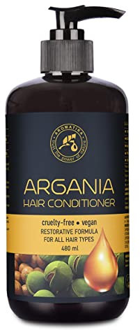 Arganöl Conditioner 480ml mit Naturreinem Arganöl & Olivenöl - Haarspülung für Alle Haartypen - Frei von Farbstoffen & Mineralölen - Argan Haarpflege