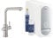GROHE Blue Home - Starter Kit (L- Auslauf, 3 gefilterte und gekühlte Wasserarten, mit herausziehbarem Mousseur, Schwenkbereich 360°), supersteel, 31539DC0