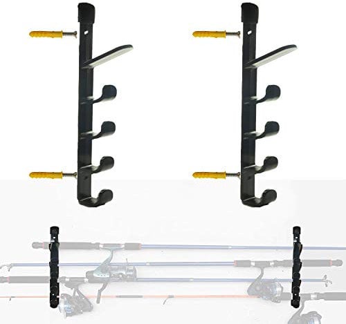 AUXPhome 5-Rod Horizontal Wall Mounted Fishing Rod Holder Storage Rack- Boat/Yacht/Garage