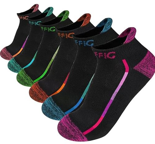 NAFFIC Women Athletic Socks, Running Hiking Socks Sports Sneaker Socks Outdoor Hiking Climbing Socks No Blister Terry Cushion, Breathable, Moisture Wicking Sport Low Cut Socks 6 pairs