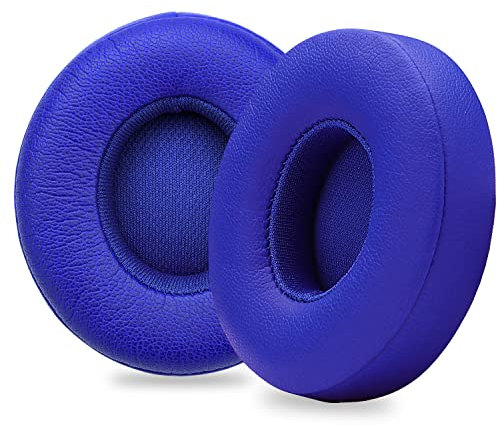 YOCOWOCO Almohadillas de repuesto para auriculares Beats Solo 2 inalámbricos/Solo 3, almohadillas de piel sintética y espuma viscoelástica, color azul marino