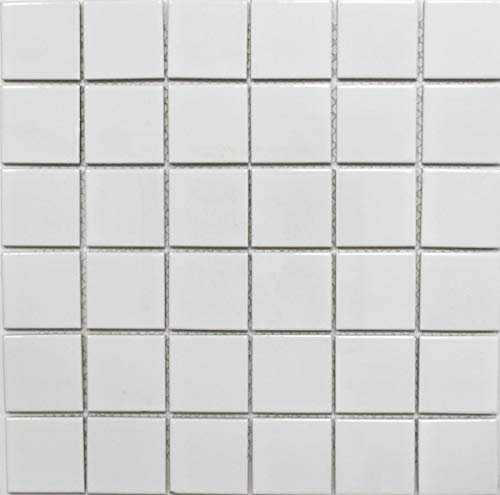 MOS16B-0101 Carrelage mosaïque en céramique blanc brillant pour salle de bain