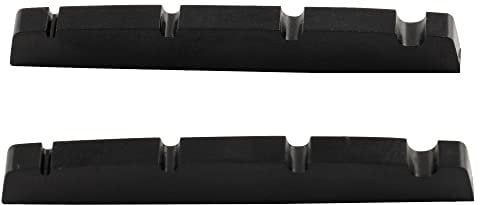 Musiclily Pro Plastique de résine d'urée Pré-entaillé 42.3mm Sillet de Tête Precision Bass Base Plate Nut pour Basse 4 Cordes, Noir (2 Pièces)