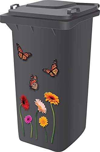 Wheelie Bin Sticker Flower Decorative Self-adhesive Decal For Bins, Walls Fridge Household Decoration DIY - Daisy